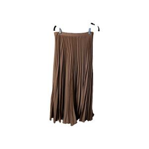 Frnch Paris Pleated Tan Brown Midi Skirt Classic Quiet Luxury M